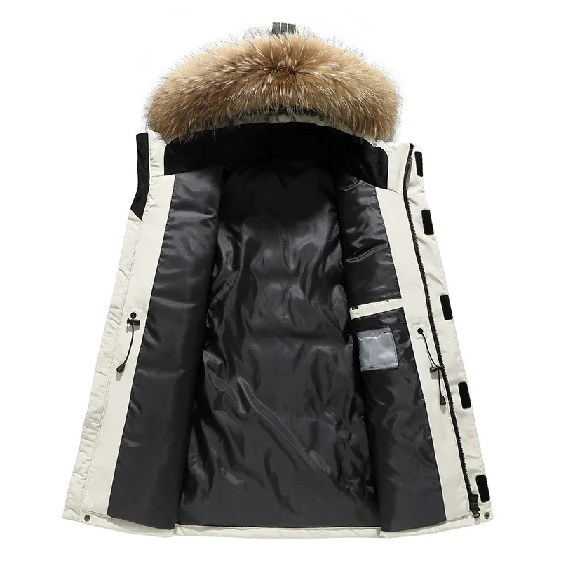 2022 South Korea's Same Winter Men's Overalls Medium Long Hooded Warm Trend Down Jacket