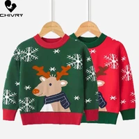 autumn winter kids pullover sweater baby boys girls christmas deer jacquard o neck knit jumper sweaters tops children clothing