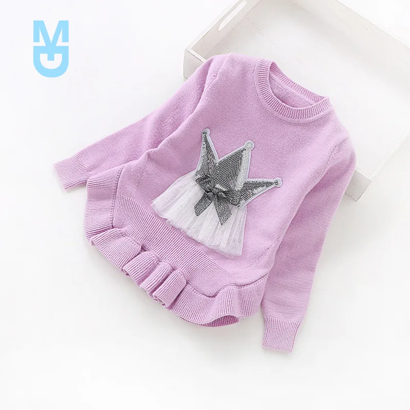 

New 2022 Fashion Children Clothing 2-6years Girls Sweater O-neck Pullover Girls Sweaters