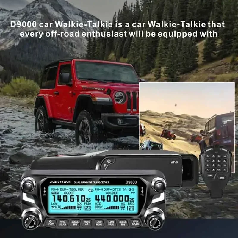 Автомобильная рация ZASTONE D9000, двухдиапазонная, 50 Вт, мобильная радиостанция с отсоединяемой панелью, приёмник AM-частот для авиационного диапазона (art.: 3920dbfc3ac3a) - 3920dbfc3ac3a