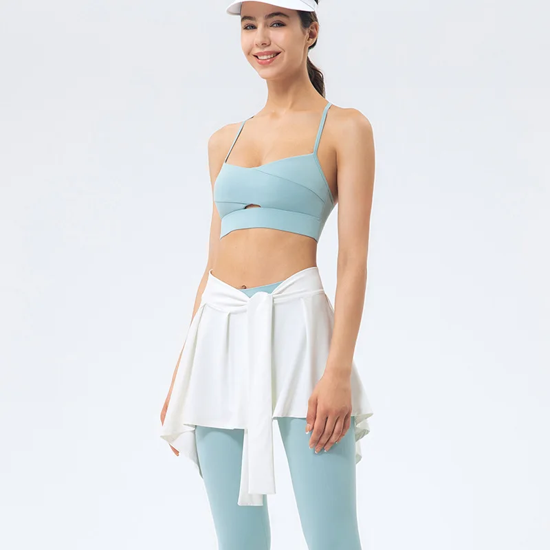 

Новый костюм для йоги, портативная юбка на бретельках, спортивный костюм для фитнеса, йоги, Обложка для бедер, быстросохнущая юбка, женский к...