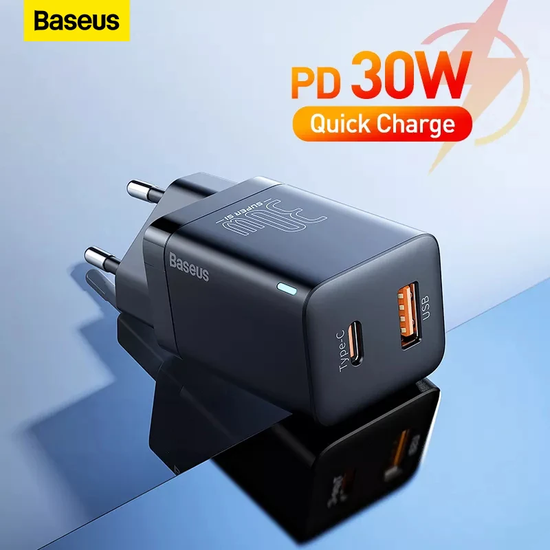 

Baseus 30W USB C Charger Super Si Type C Mobile Phone Charger PD QC3.0 Fast charging For IPhone 14 13 12 Pro Max Xiaomi Samsung