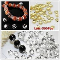 wholesale 500pcslots silver gold plated 6mm metal filigree flower diy bead end caps findings for jewelry making