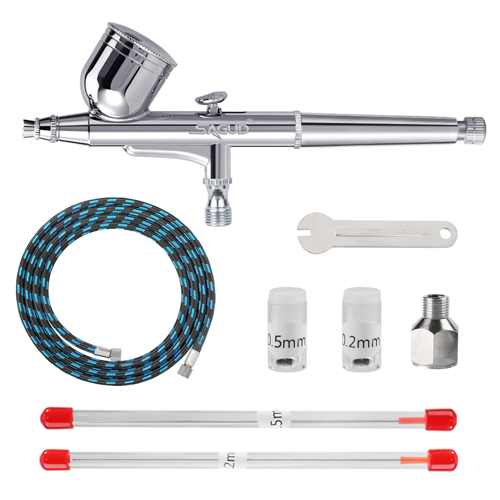 

Профессиональные наборы аэрографов SAGUD 0,3 мм с адаптером, шланг аэрографа и сменная игловая насадка 0,2/0,5 мм, аксессуары для макияжа и искусства