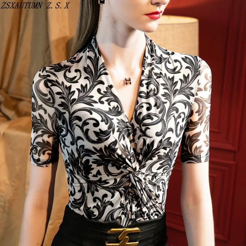

New Summer Printed Korean Women's Clothes Fine Elegant Blouses Female Simple Fashion Baggy All Match Vintage Casual Floral Tops