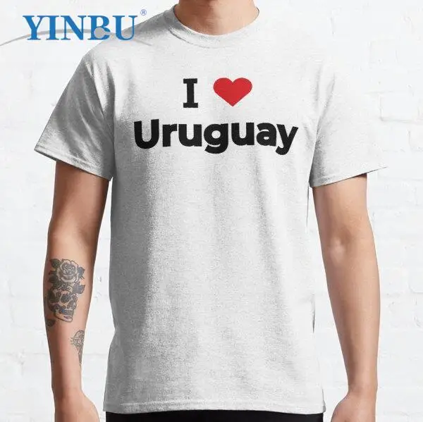 

I love Uruguay YINBU Brand t shirts High quality Men's short funny print t-shirt Graphic Tee