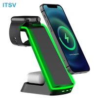 qi 20w 5 in 1 wireless charger station with lamp for iphone 131211mini fast wireless charge for samsung s21s20 iwatch 7 2se