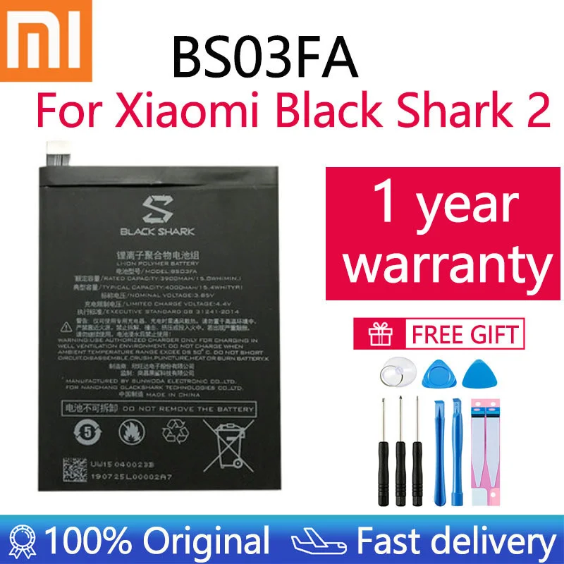 

100% Оригинальный аккумулятор Xiaomi BS03FA BSO3FA 4000 мАч для телефона Xiaomi Black Shark 2 Высококачественный аккумулятор BB03FA + Инструменты