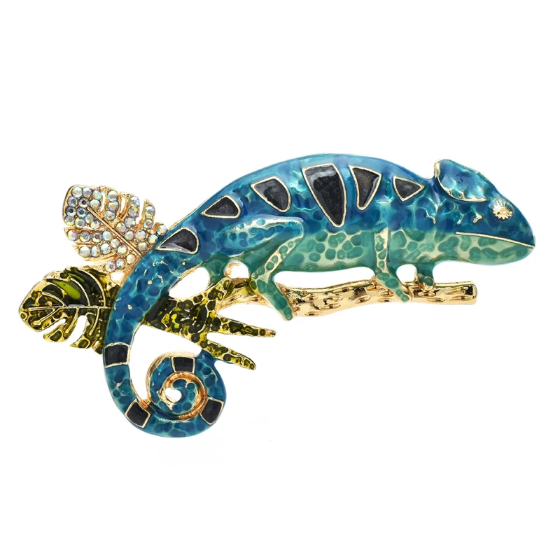 

Wuli&baby Enamel Gecko Brooches For Women Unisex 2-color Lovely Chameleon Lizard Animal Party Causal Brooch Pin Gifts