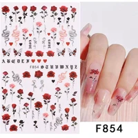 personality colorful rose nail stickers nail art decoration simple daisy sliders for nails nail supplies nails art accessories