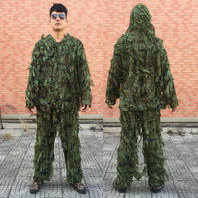 3D Камуфляжный костюм Ghillie Leaf Army Yowie для снайперской стрельбы, тактической охоты и отдыха на природе. Одежда дышащая.