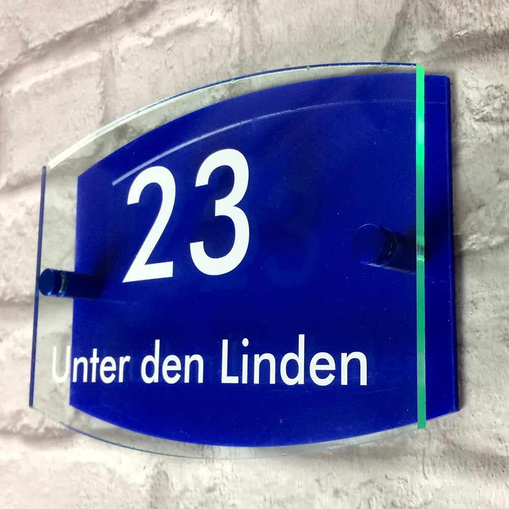 

Personalised Acrylic HOUSE SIGN PLAQUE House Number & Street Name | Door Modern Glass Effect