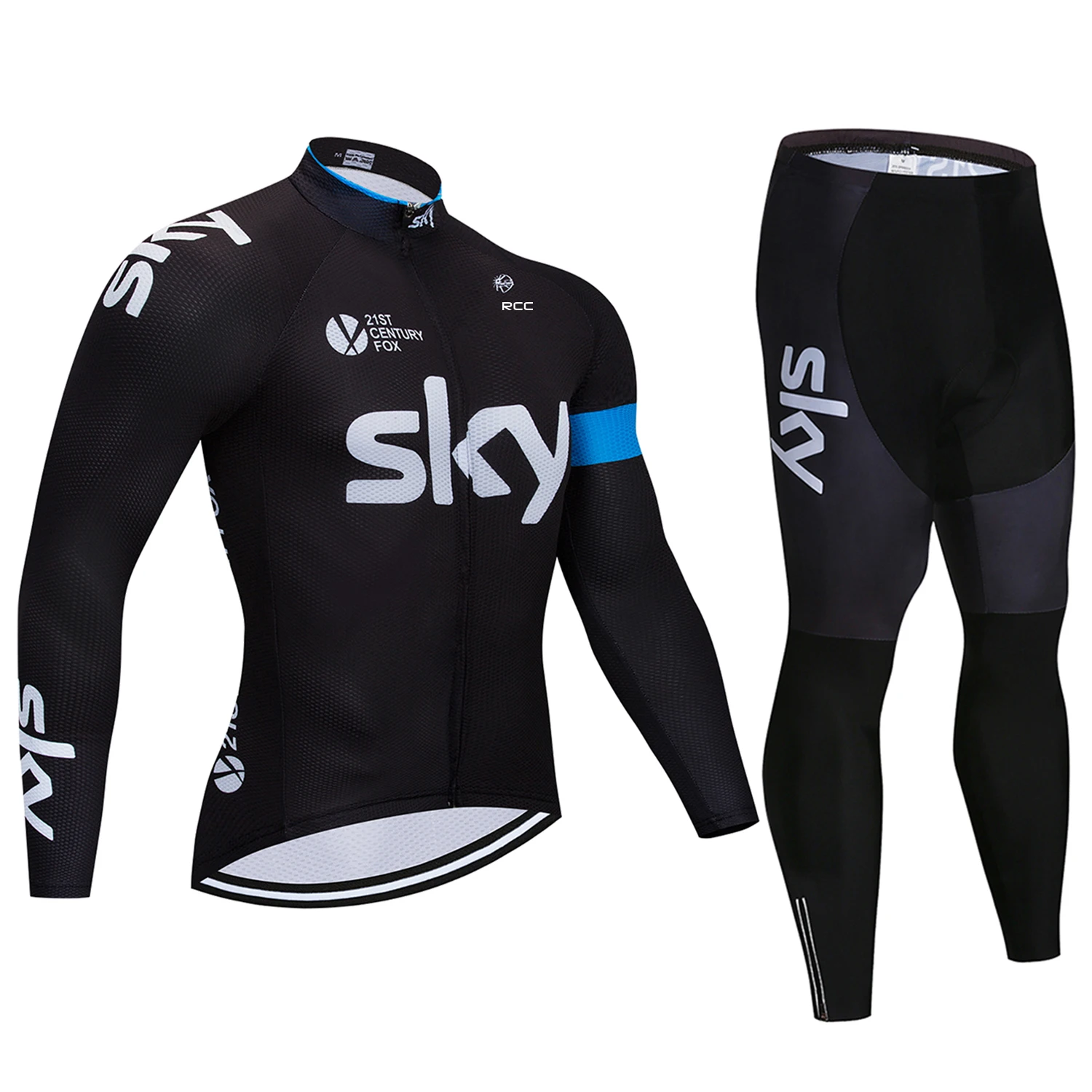 Мужской комплект велосипедного трикотажа RCC Sky с длинными рукавами и гелевой