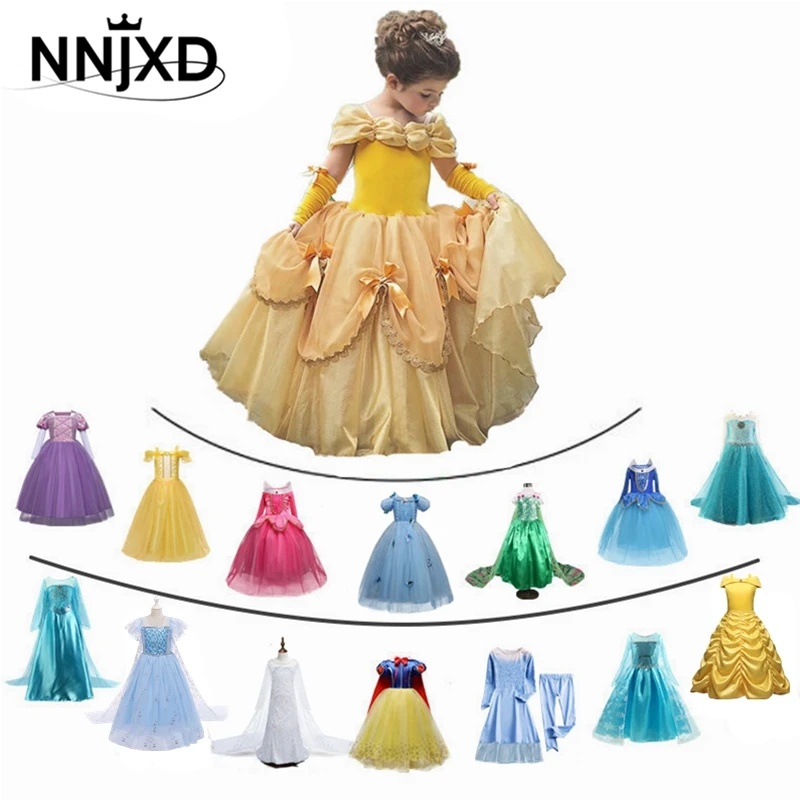 

Fancy Girl Princess Dresses Beauty Belle Cosplay Costume Christmas Halloween Princess Dress up Children Evening Party Clothes