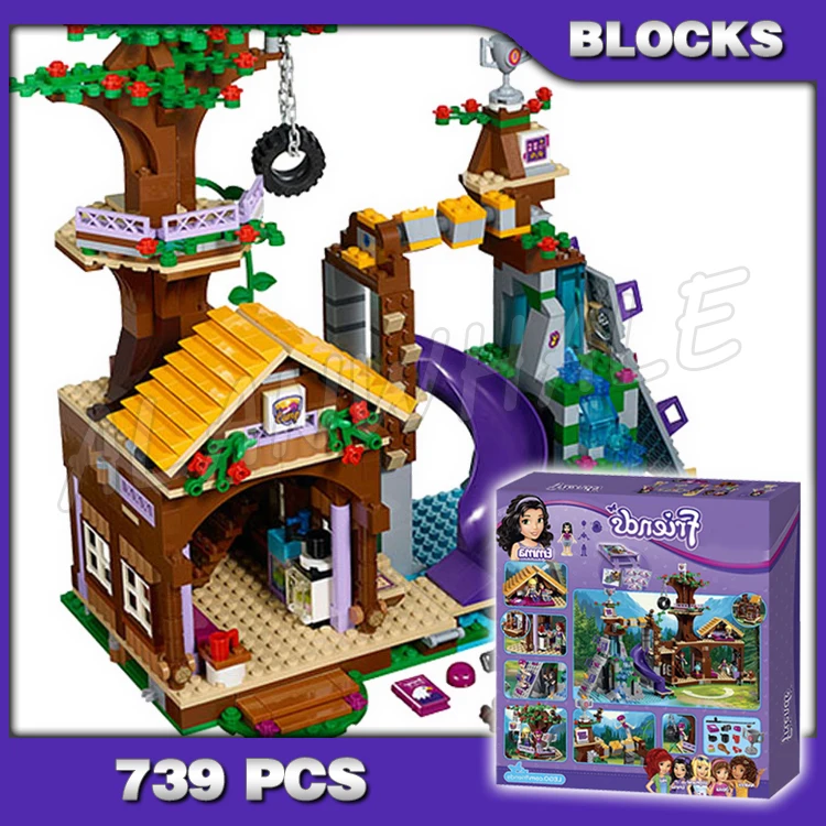 

739pcs Friends Adventure Camp Jungle Forest Tree House 10497 Model Building Bricks Blocks Emma Sets girls Compatible with