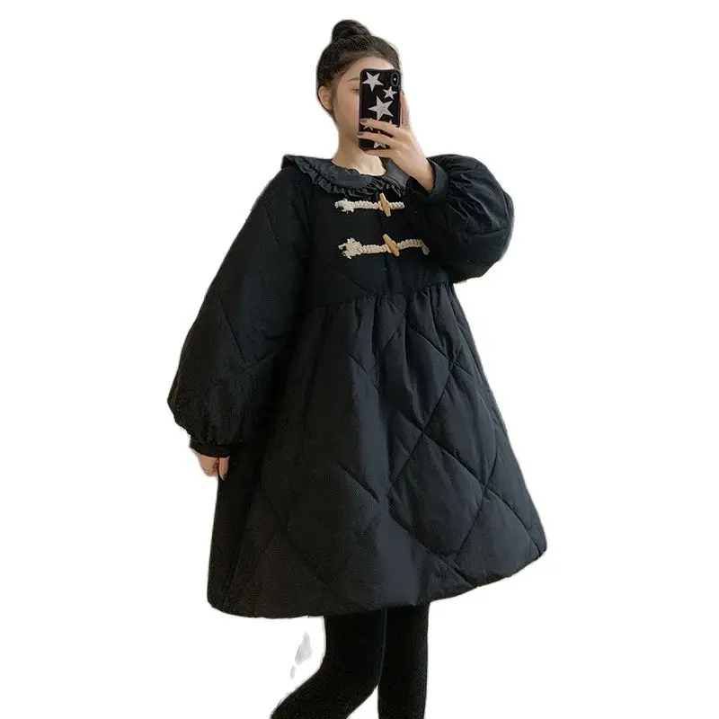 Peter Pan Collar Maternity Coats Winter Black Thick Warm Outwear for Pregnant Woman Plus Size Pregnancy Clothes Vintage Jackets