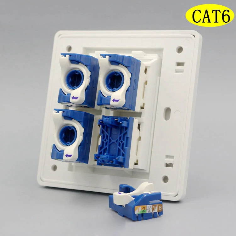 

Настенная пластина с четырьмя вращающимися штекерами, адаптер RJ45 CAT6 для сетевых розеток Lan, лицевая панель, вращающаяся розетка для дома и о...