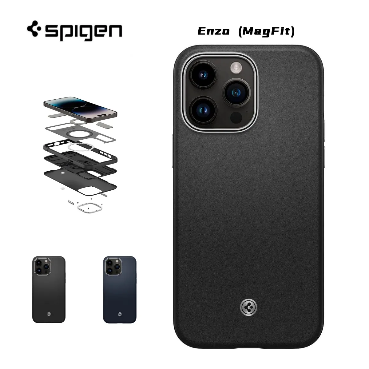 Spigen Enzo (MagFit) Высококачественная кожаная искусственная кожа для Apple iPhone14 Pro Max Series для 13 ProMax Series Беспроводное зарядное устройство