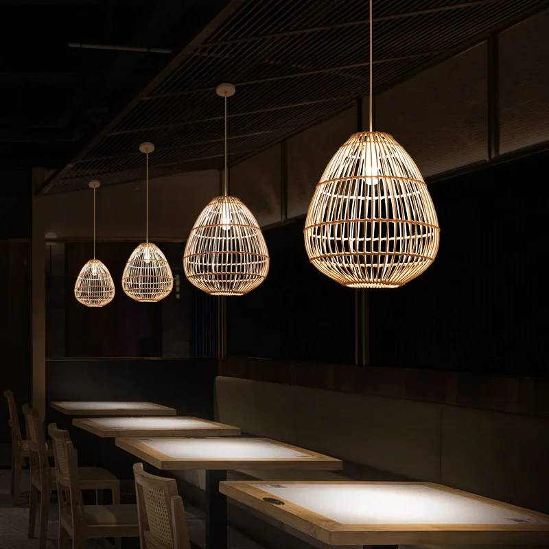 

Классическая деревянная Подвесная лампа Bambooo E27, потолочные светильники, креативные лампы для гостиной, кровати, кабинета, осветительный прибор