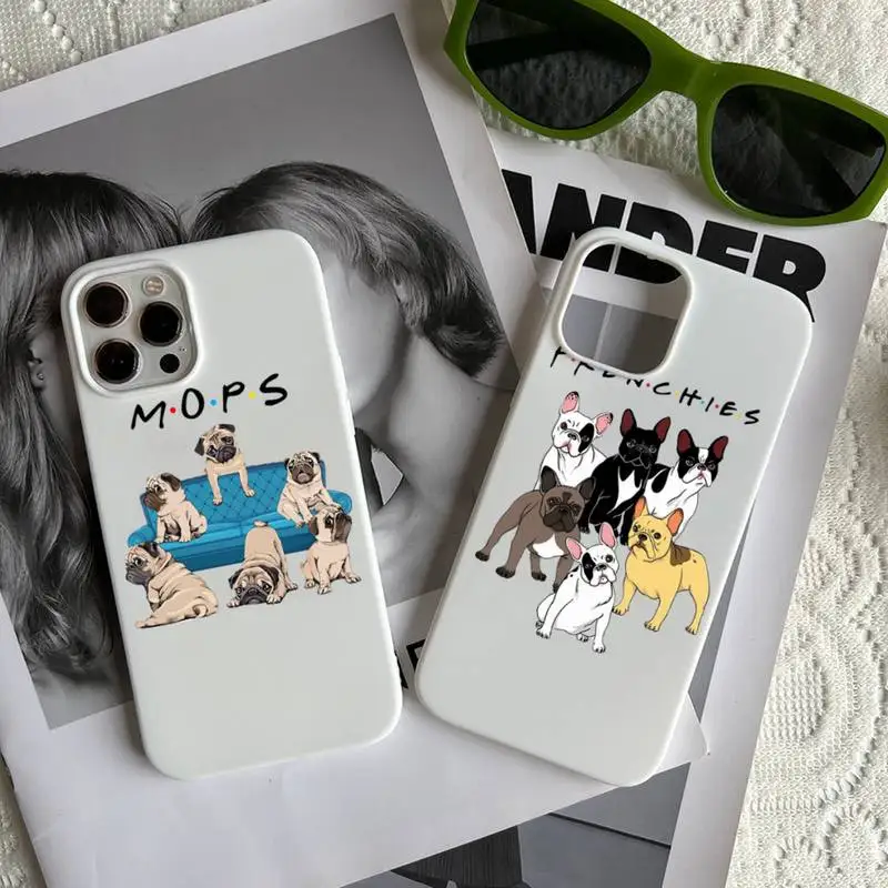 

Cute Pug Bulldog dog pet Phone Case Candy Color for iPhone 6 7 8 11 12 13 s mini pro X XS XR MAX Plus