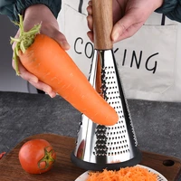 for kitchen creative cone fruit vegetables grater garlic grinder slicer manual food processor wooden handle home accessories