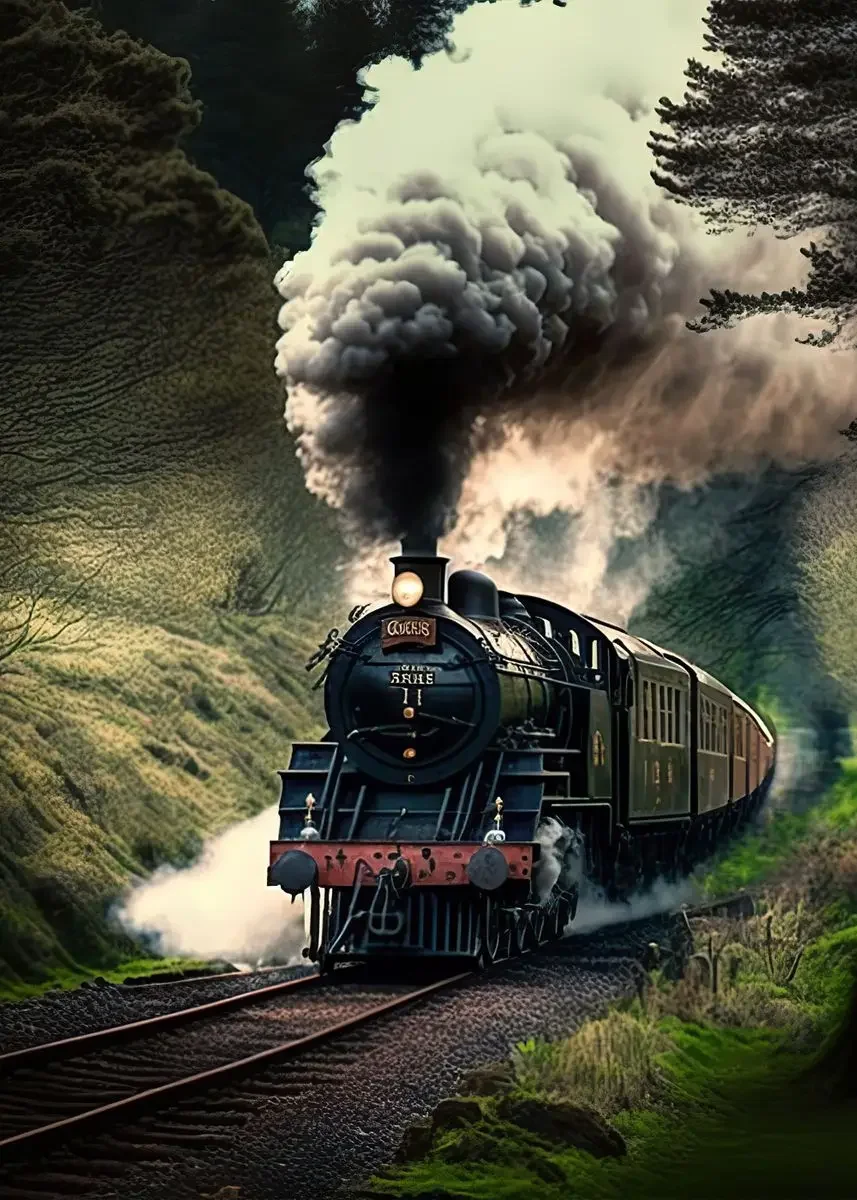 

Ретро постер паровоза на холсте