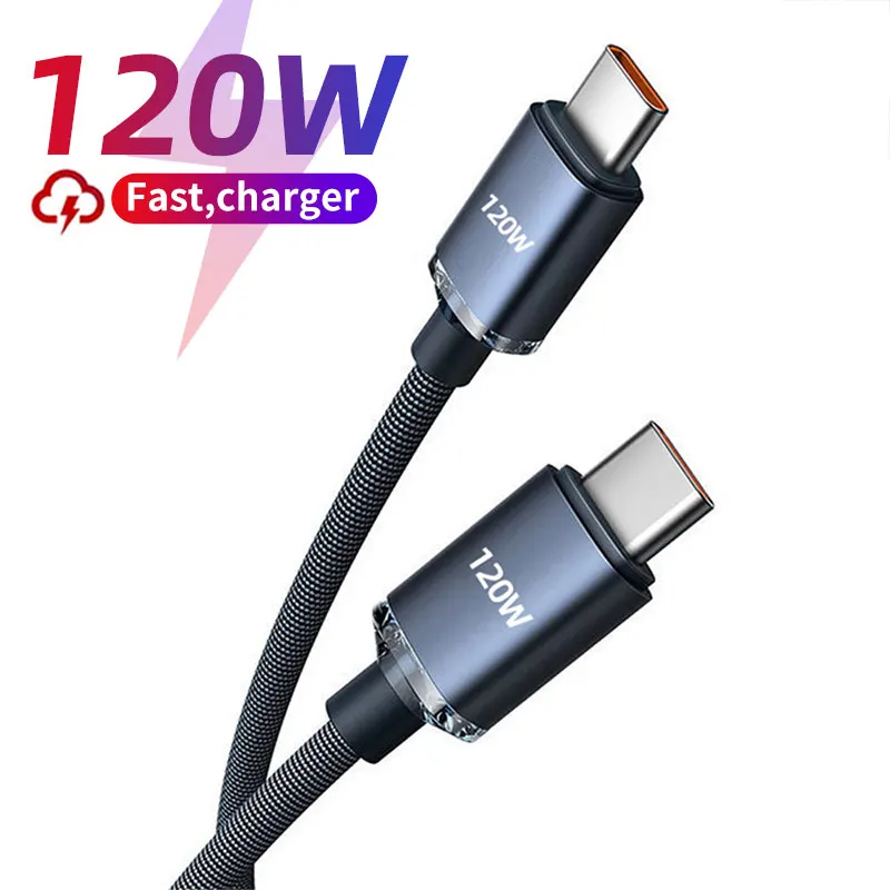 

120W USB C to Type C Cable for iPhone 15 Pro Max Xiaomi 13 Oneplus POCO OPPO PD Fast Charging USB-C Data Cord 0.25M 1M 1.5M 2M