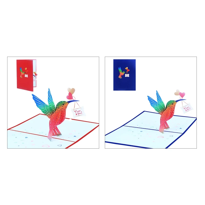 

3D Pop Up Cards Hummingbird Valentines Day Anniversary Greeting Cards Wedding K0AA
