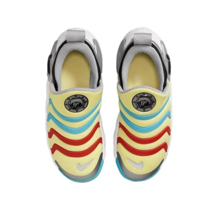 Детская повседневная обувь с нескользящим низким берцем Nike Dynamo Go желто-синяя для