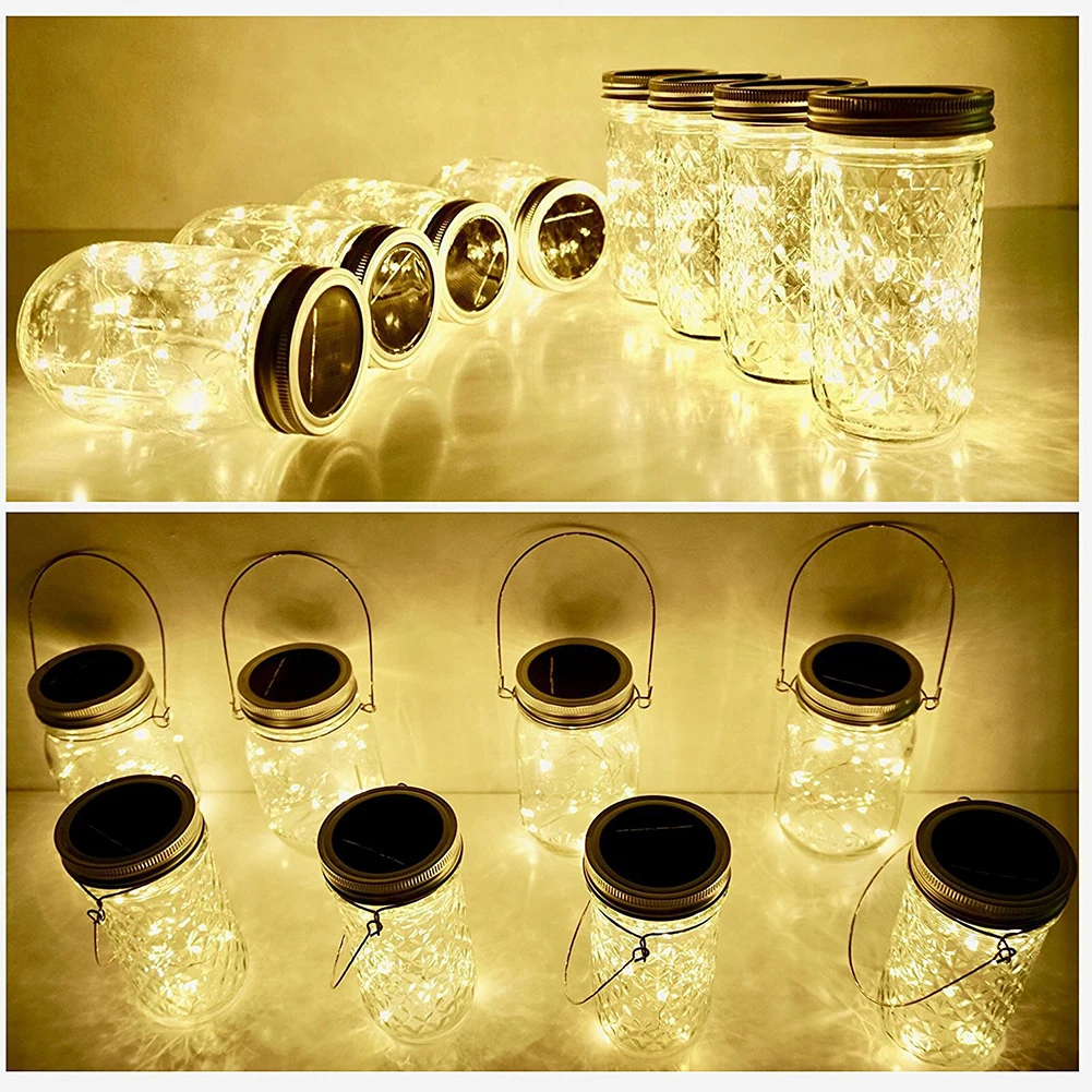 

LED Solar Glass Night Lamps Fairy String Lights Outdoor Hanging Mason Jar Outdoor Restaurant Cafe Decoration Atmosphere Lamp