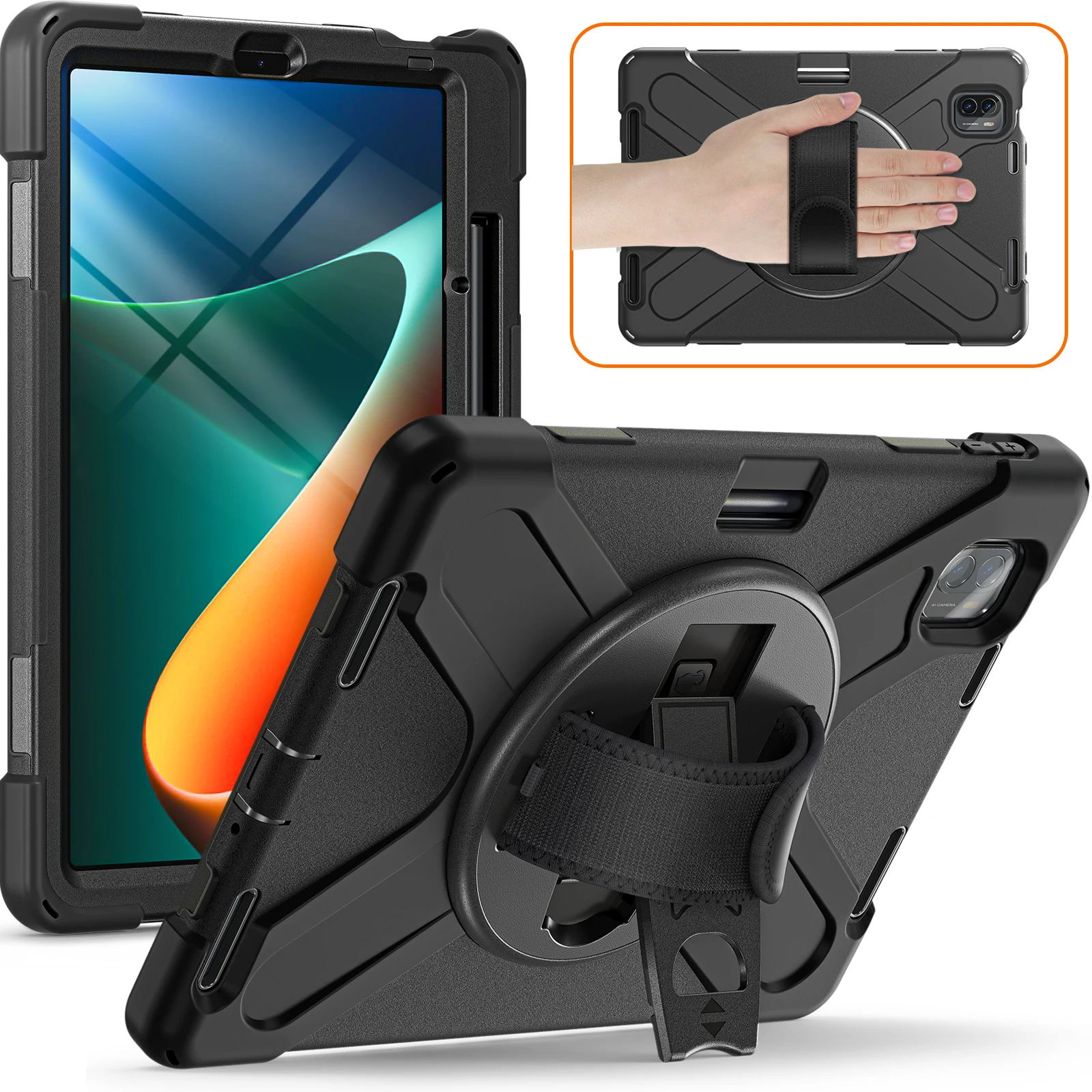 Сверхмощный чехол для Xiaomi Mipad 5/5pro 11 дюймов 2021 вращающаяся подставка с ручными и