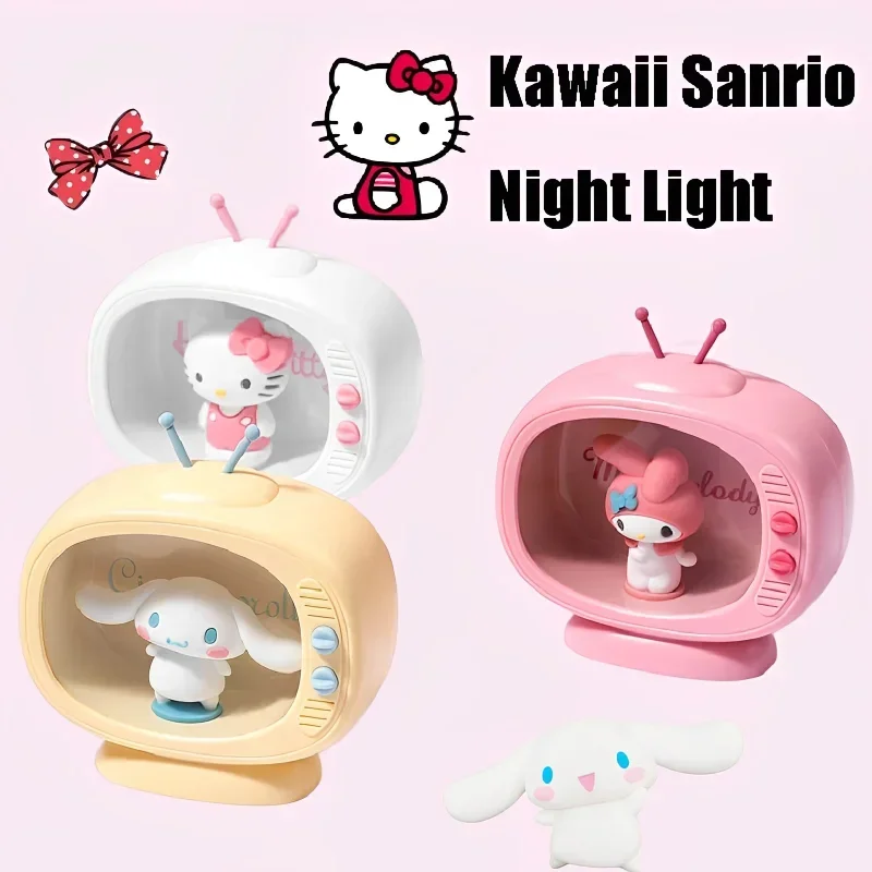 Кавайная аниме-фигурка Sanrio моя мелодия Hello Kitty ночная версия Настольная ТВ-модель