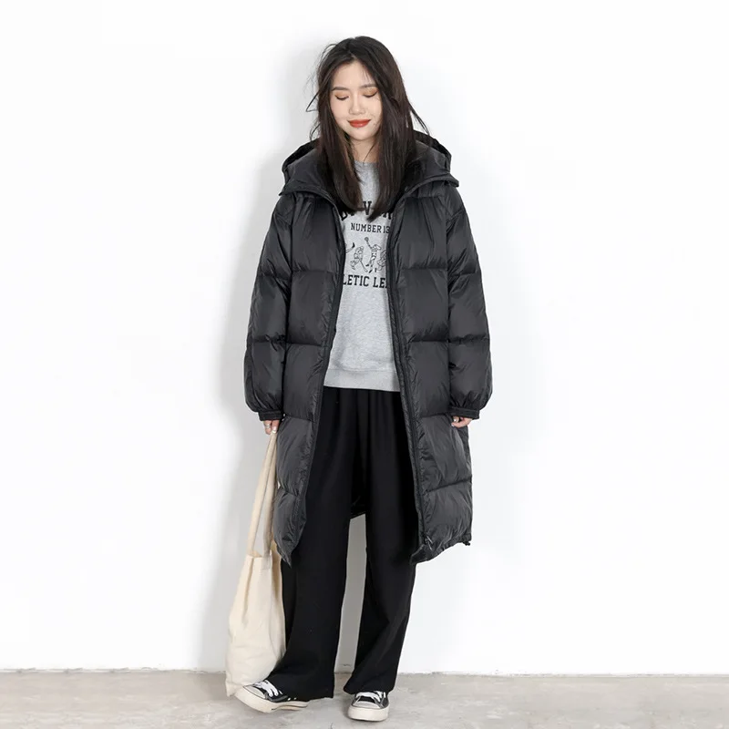 Women's Winter Jacket Clothes 2021 Long Oversize Hooded Bread Down Jacket for Women Solid Color Simplicity Warm Coats Lady