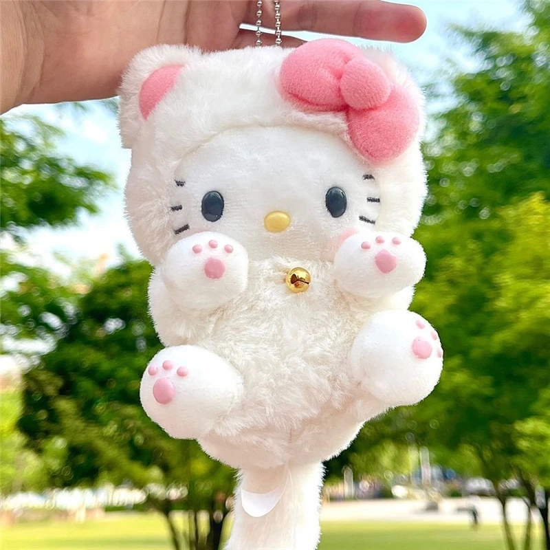 

Sanrio Hello Kitty 10CM Plushie Plush Toy Kawaii Schoolbag Pendant Stuffed Doll with Tail Ornament Premium Peluche for Girl Gift