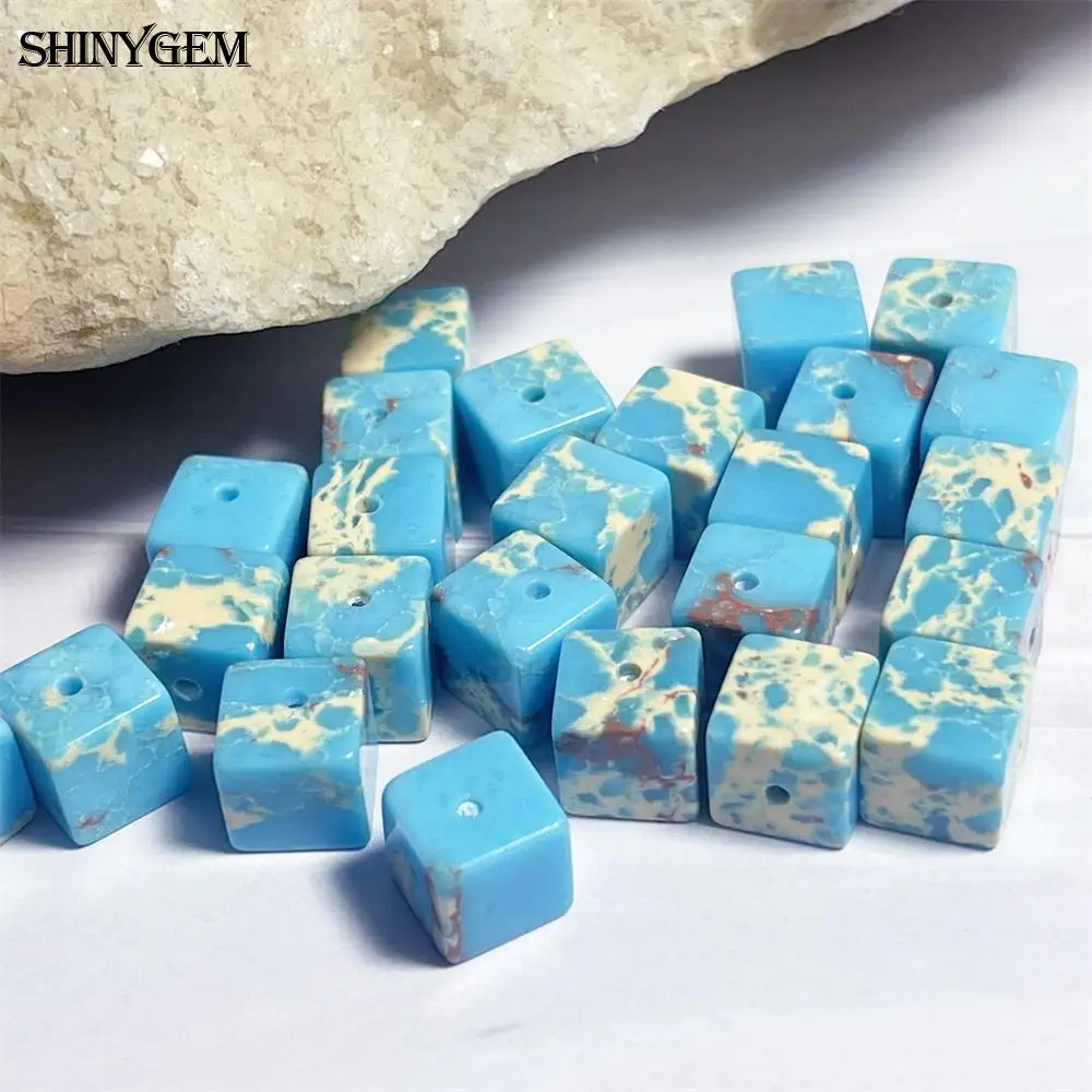 ShinyGem оптовая продажа 48 шт Озерный синий морской осадочный Бирюзовый Императорский Ясперс бусины 8 мм куб подходит сделай сам для изготовления ювелирных изделий