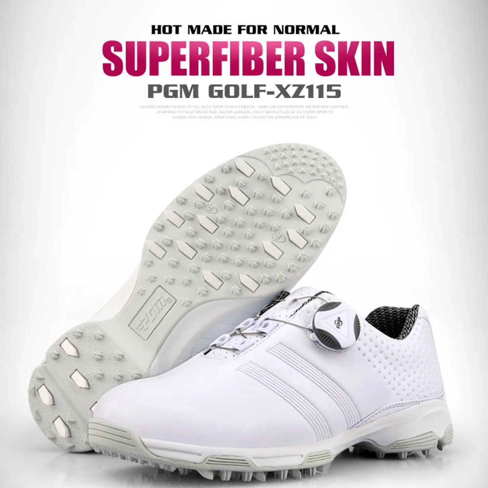 PGM Ladies Breathable Golf Shoes Breathable Rotating Buckle Sneakers Women Quick Lacing Anti-slip Spikes Waterproof Ball Shoes