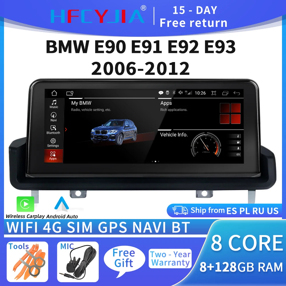 10.25" Carplay Car Stereo GPS Navi For BMW E90 E91 E92 E93 2006-2012 WIFI 2+32GB RAM BT SWC IPS Touch Screen Android 10.0 System 10.25" Carplay Car Stereo GPS Navi For BMW E90 E91 E92 E93 2006-2012 WIFI 2+32GB RAM BT SWC IPS Touch Screen Android 10.0 System