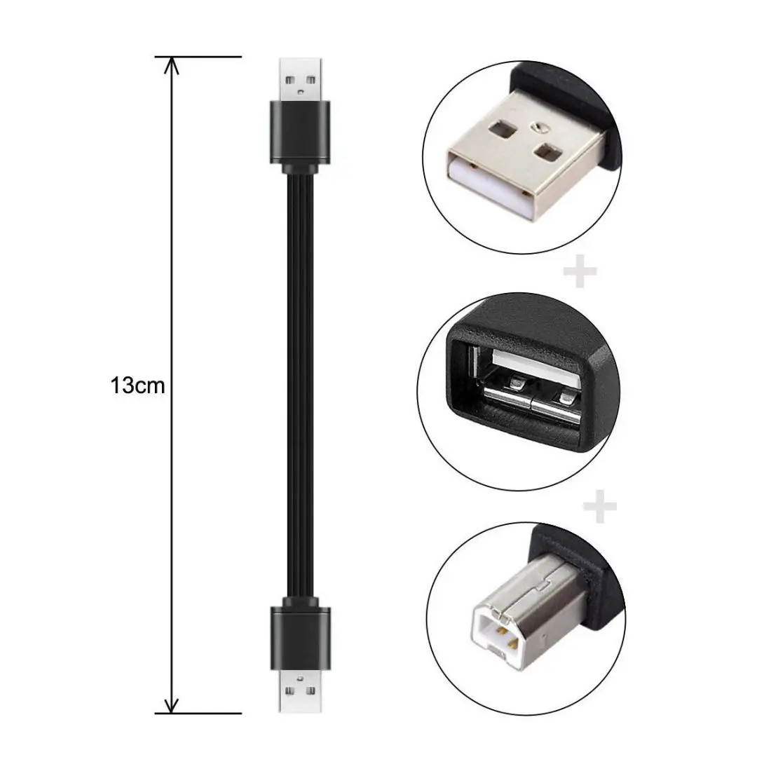 

USB-удлинитель CY Xiwai, плоский тонкий кабель для передачи данных и передачи данных, 13 см, Type-A папа-Type-B Type-A папа-Мама, для дисков принтеров и телеф...