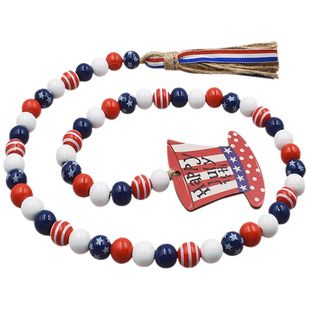 

Table Decor Tassel Beads Garland Farmhouse Beads Wall Hanging Farmhouse Wood Beads Pendant Independence Wooden Beads Garland