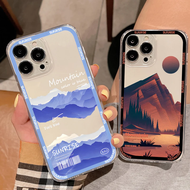 

Snow Mountain Clear Phone Case For Apple iPhone 14 13 12 11 Pro 12 13 Mini X XR XS Max SE 6 6s 7 8 Plus Funda Coque Carcasa