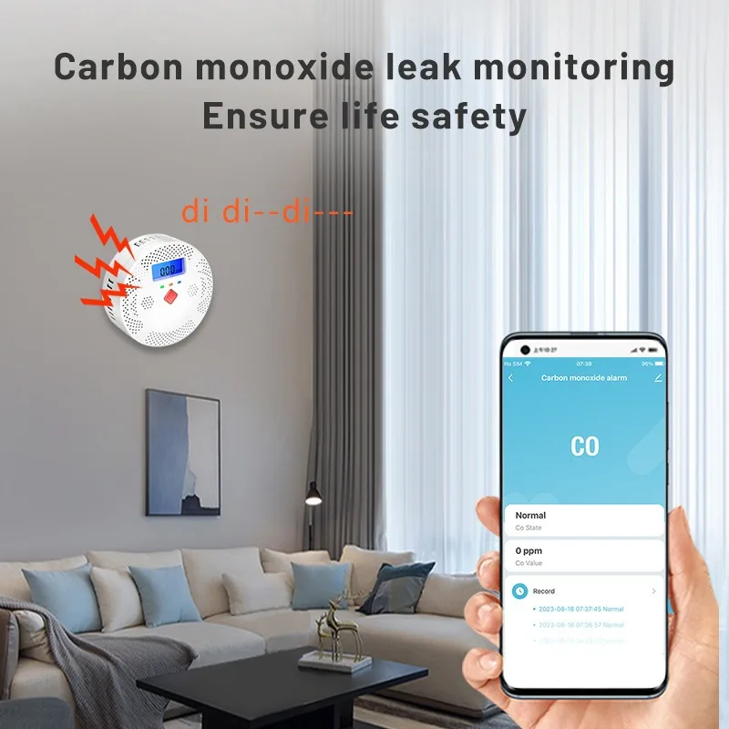 Tuya Smart Wi-Fi сигнализация обнаружения утечки угарного газа дымовая детектор