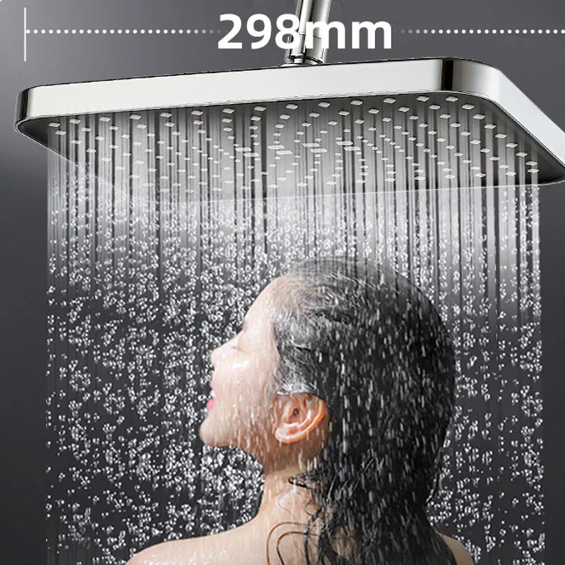 

Ceiling Mounted Shower Head High Pressure Large Flow ABS Rainfall Showerhead Square Black Silver Shower Bahroom Accessories