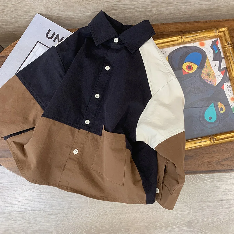 2022 Men's and Baby's New Shirt, Casual Pants Japanese Style Boys' Top Fashion Children's Wear 100-160cm Coat Spring and Autumn
