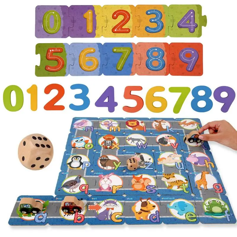 

ABC 123 Wooden Puzzles Alphabet Puzzle And Number Puzzle Alphabet ABC Numbers Shape And Farm Animals Learning Puzzles Board For