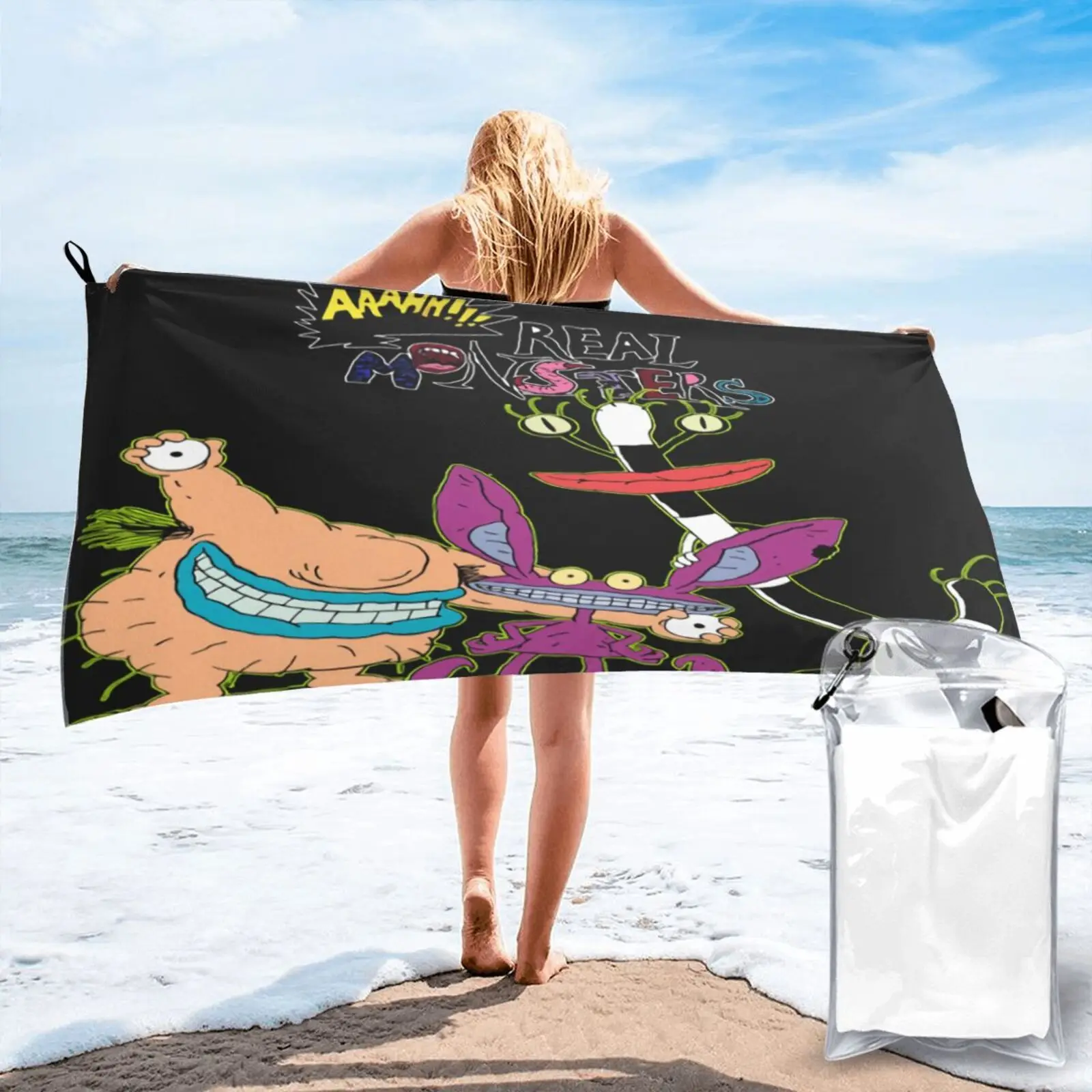 

Aaahh Real Monsters 2 Пляжное Полотенце Xxl пляжное полотенце для пляжа набор мебели для ванной комнаты полотенце из микрофибры банное полотенце для д...