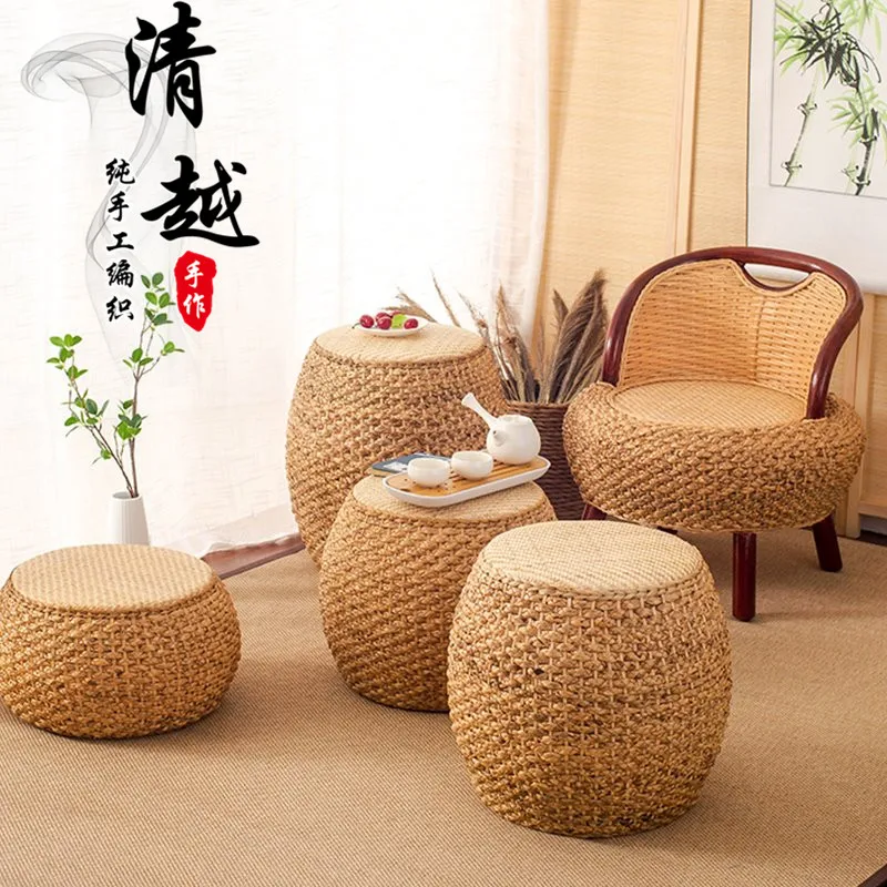 

Rattan step Stool Chair Kids Tatami Futon Stepping Stool Bedroom Furniture Pedicure Low Chair Small Living Room Sofa Foot Stool