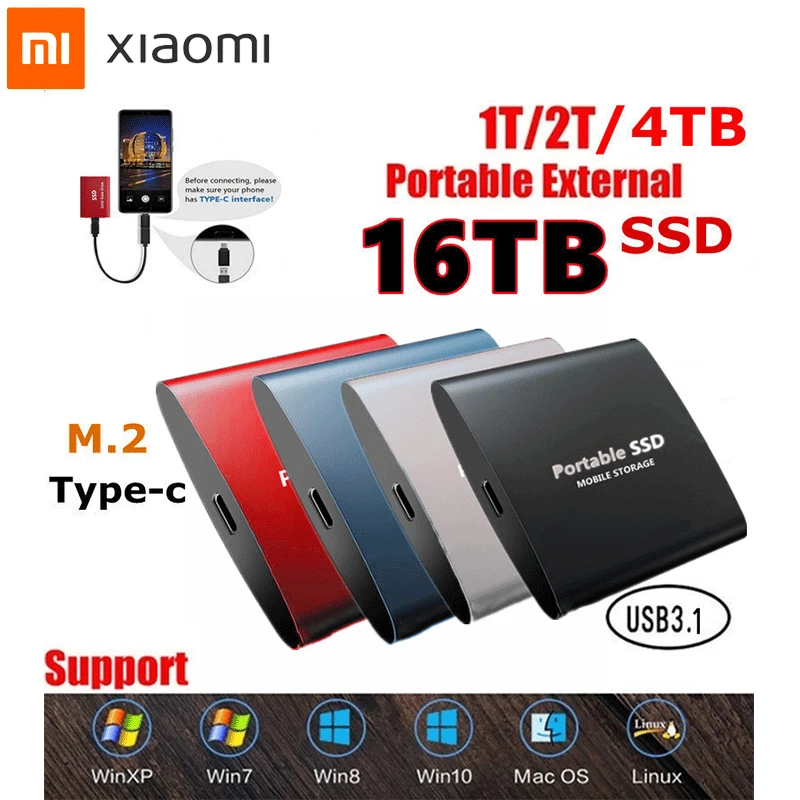 

Portable USB 3.0 SSD Mobile Solid State Drive 16TB 4TB Storage Device Computer Mobile Hard Drives Electronic Capacity Expander