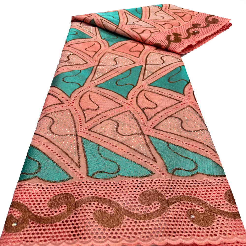 2024 Высококачественная Нигерийская Хлопковая Кружевная Ткань С Вышивкой