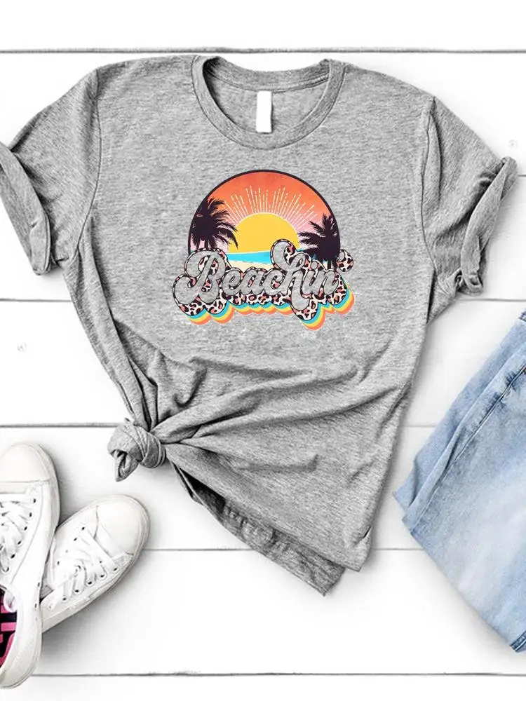 

Милая пляжная Женская одежда для отпуска 90-х, футболка с графическим рисунком, летняя женская модная футболка с коротким рукавом и принтом, женская футболка