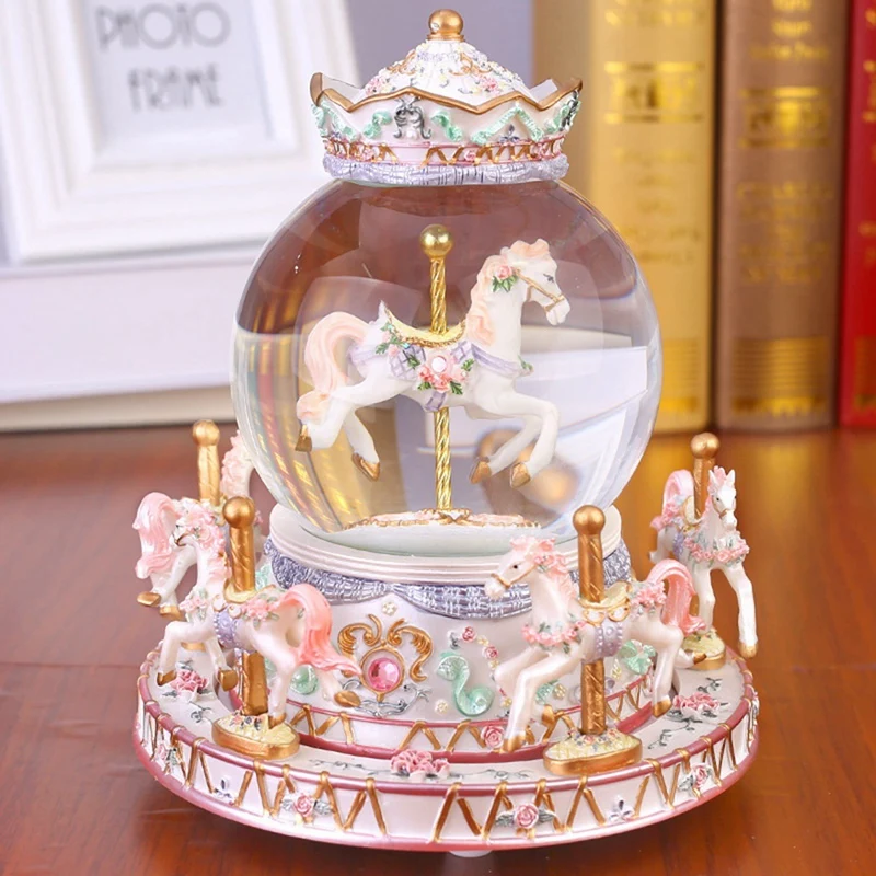 

Snow Ball Music Note Snow Globe Music Box New Year Gift Carousel Birthday Gift For Friend Clockwork Type